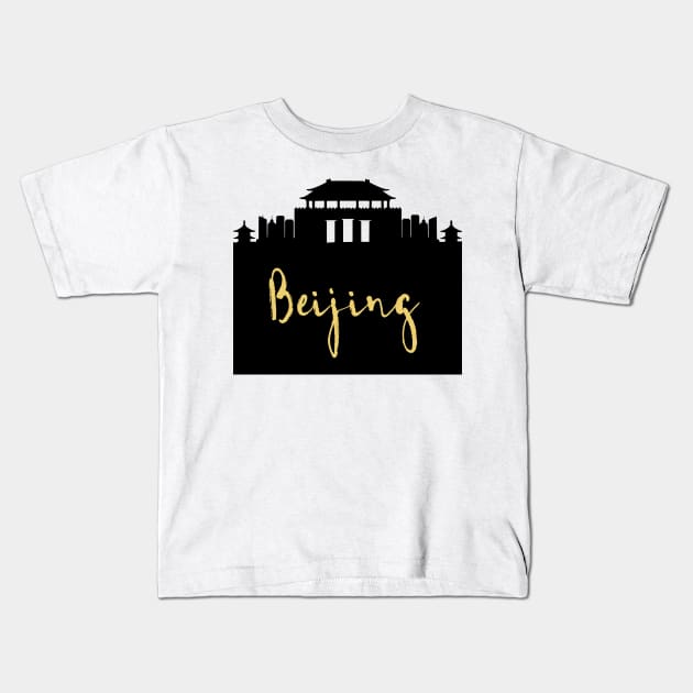 BEIJING CHINA DESIGNER SILHOUETTE SKYLINE ART Kids T-Shirt by deificusArt